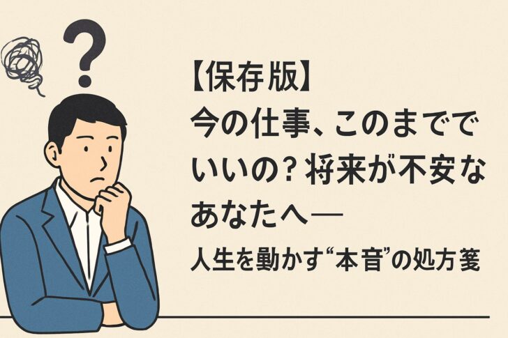 【保存版】今の仕事、このままでいいの?将来が不安なあなたへ──人生を動かす“本音”の処方箋