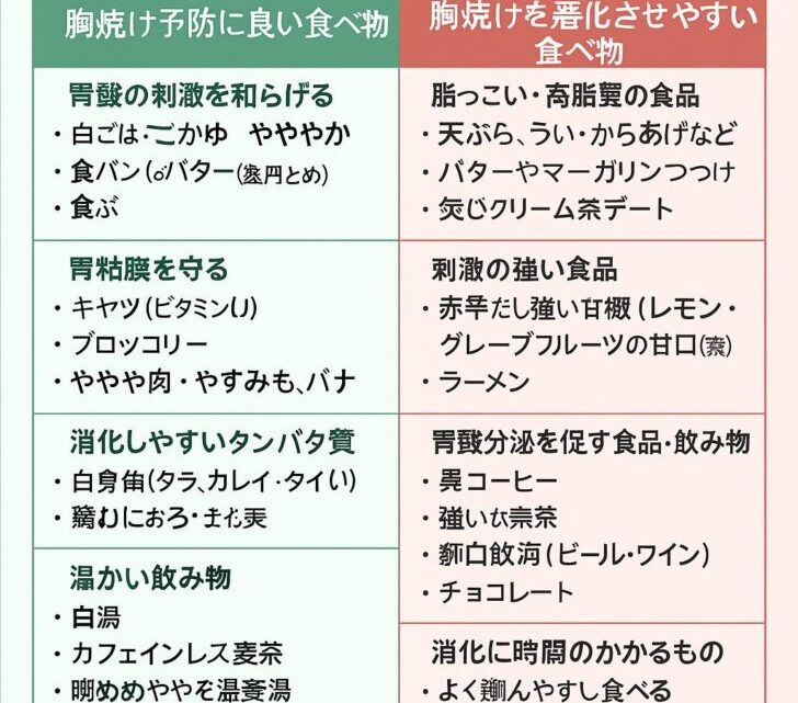 胸焼け予防に良い食べ物