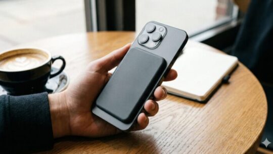 「外出先でiPhoneの充電が切れそう…でも、重たいバッテリーと絡まるケーブルを持ち歩くのはもう嫌だ」