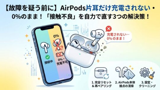 【故障を疑う前に】AirPods片耳だけ充電されない・0%のまま！「接触不良」を自力で直す3つの解決策！
