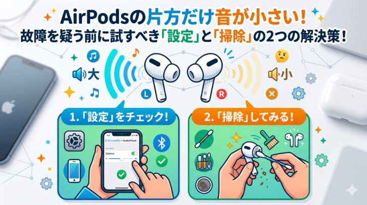 AirPodsの片方だけ音が小さい！故障を疑う前に試すべき「設定」と「掃除」の2つの解決策