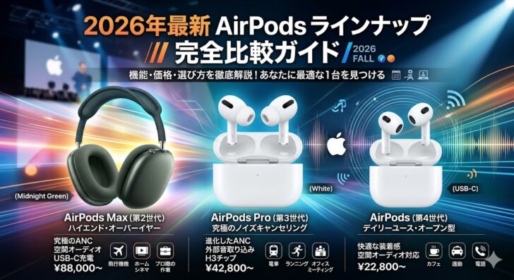 2026年最新Appleオーディオ製品群の包括的分析：AirPods 4、AirPods Pro 3、AirPods Max 2の比較と用途別選定ガイド